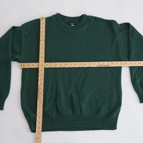 Vintage '90S Scharf & Breit Hunter Green 100% Cotton Knit Crewneck Sweater L - Picture 3 of 8